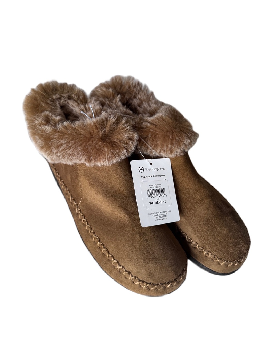 Magellan Outdoors Women's Tan Faux-Fur Moccasin Slippers